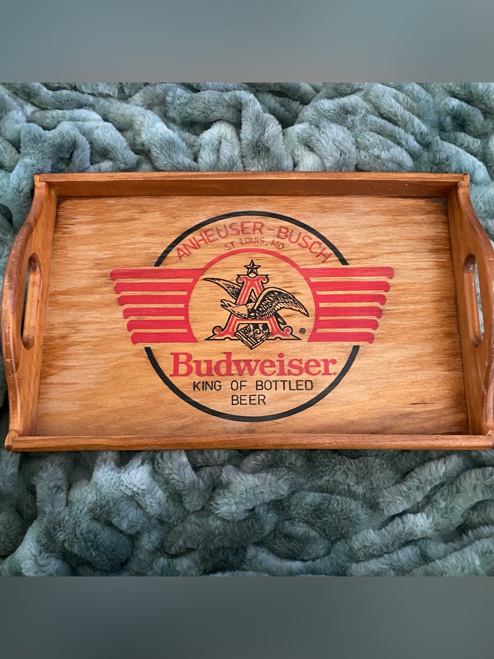 Vtg Budweiser Anheuser-Busch “King Of Bottle Beer” Wooden Serving Tray-Official
